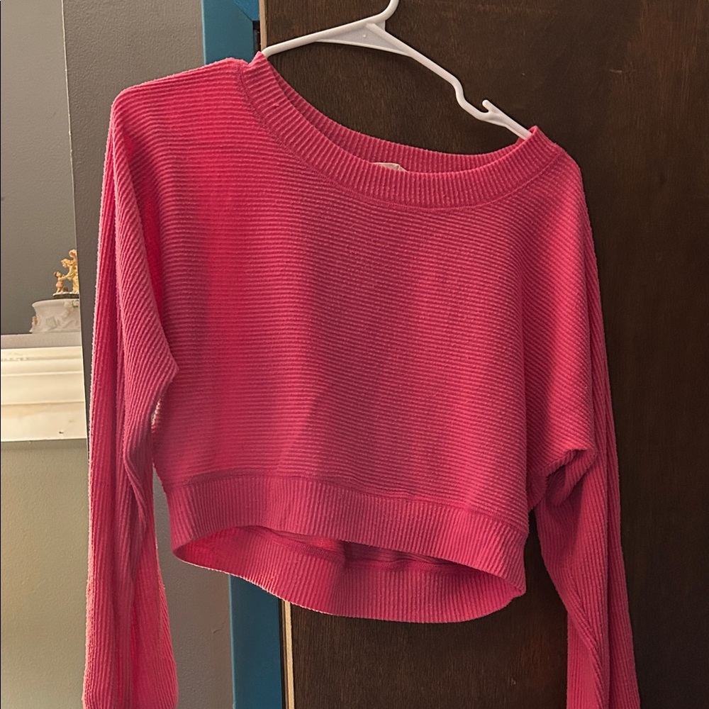 Pink Ribbed Knit Sweater